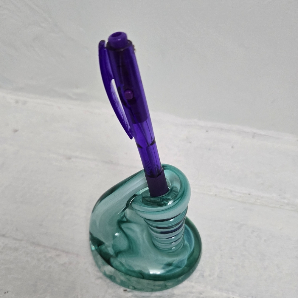 Green Glass Desk Pen Holder & Paperweight - Picture 5 of 5